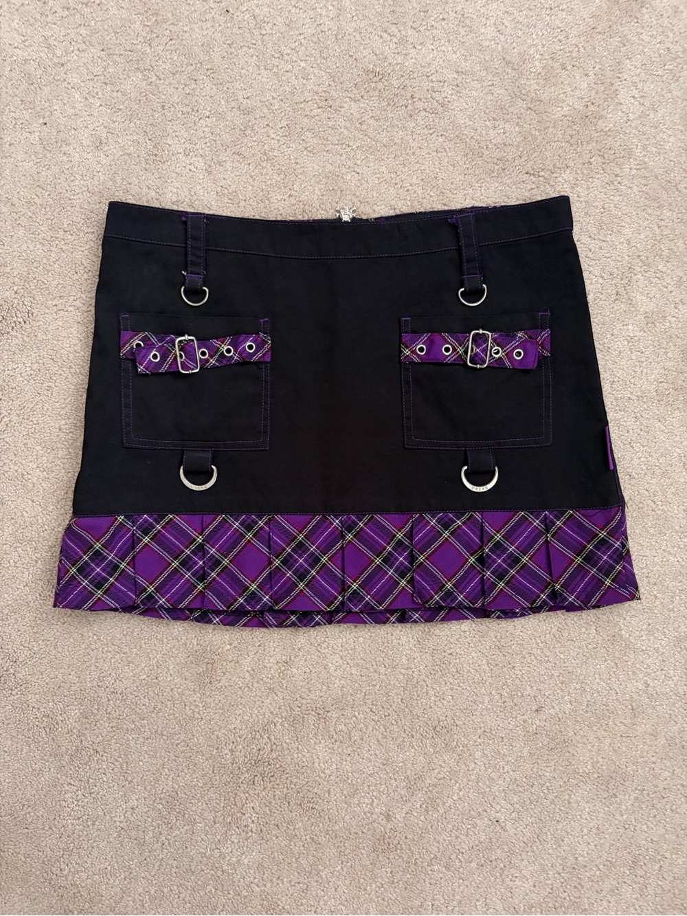 Black and Purple Tripp NYC Plaid Mini Skirt